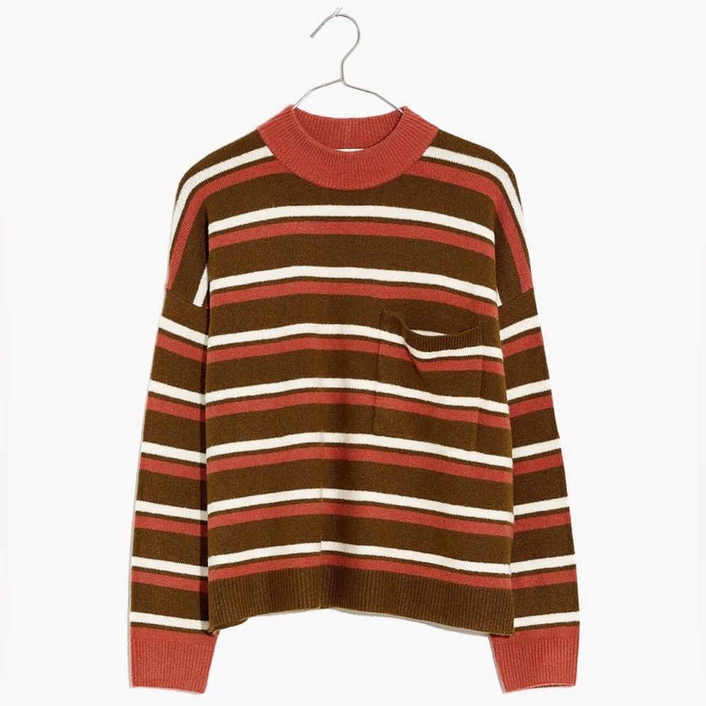 Redmond Mockneck Pocket Sweater in Stripe size XL